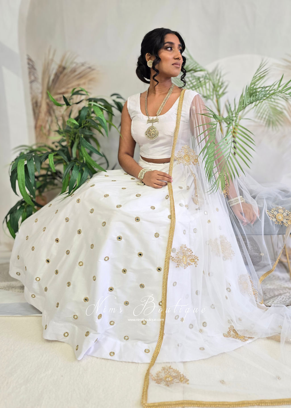 Madhubala Antique Gold & Pearl long necklace