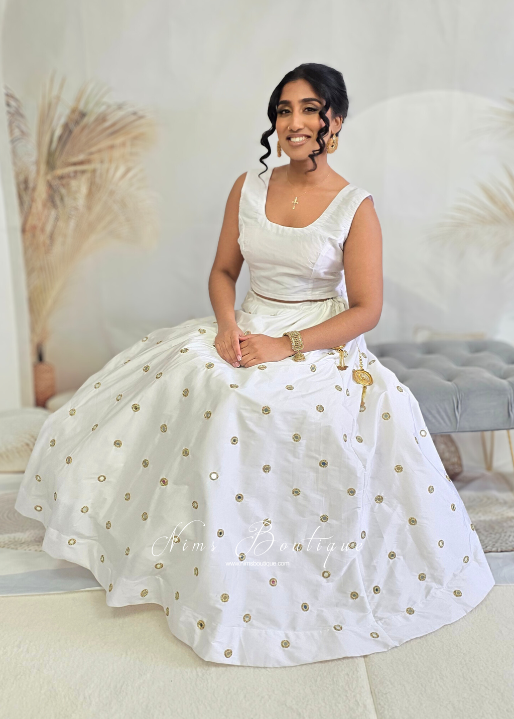 Rani Luxury White Mirror readymade skirt/lehnga (size 4-22)