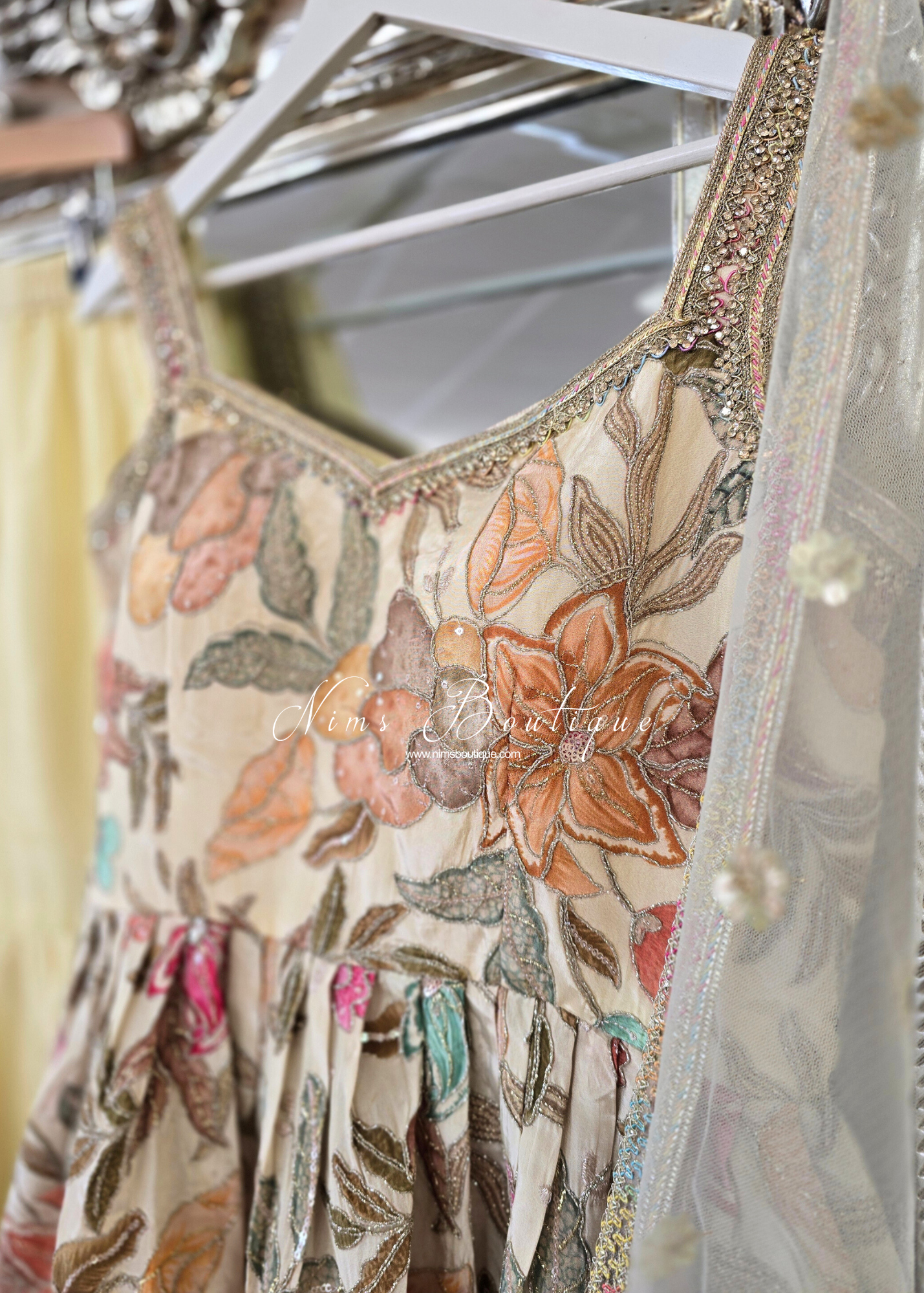 Lemon Frock Thread Embroidered Gharara Suit (size 12-14)