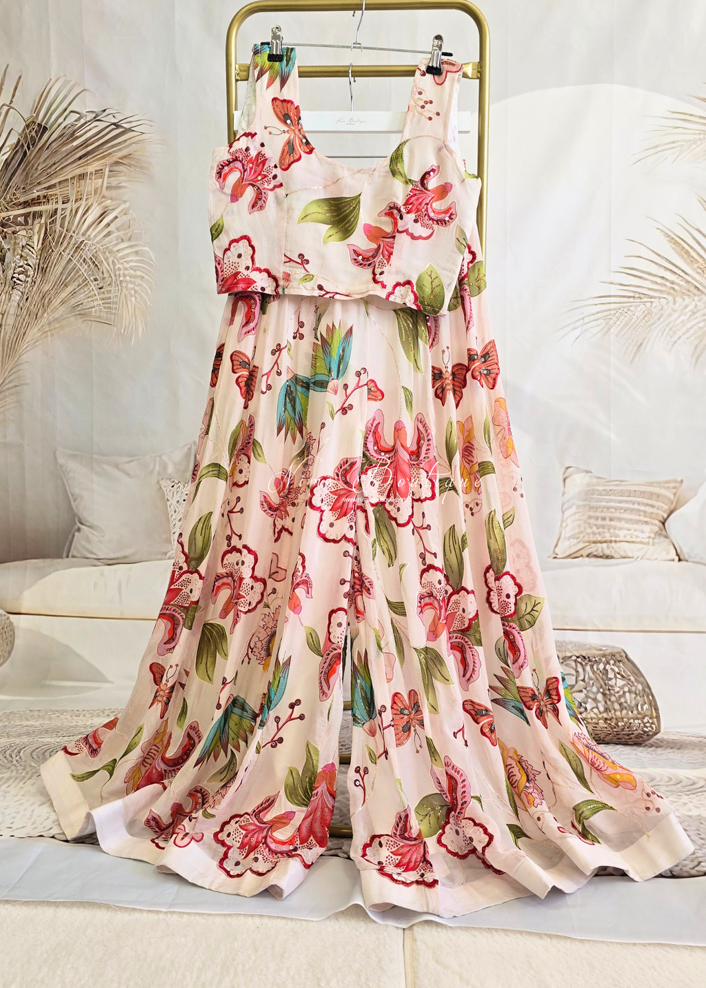 Evelina Cream Floral readymade trousers (size 4-18)