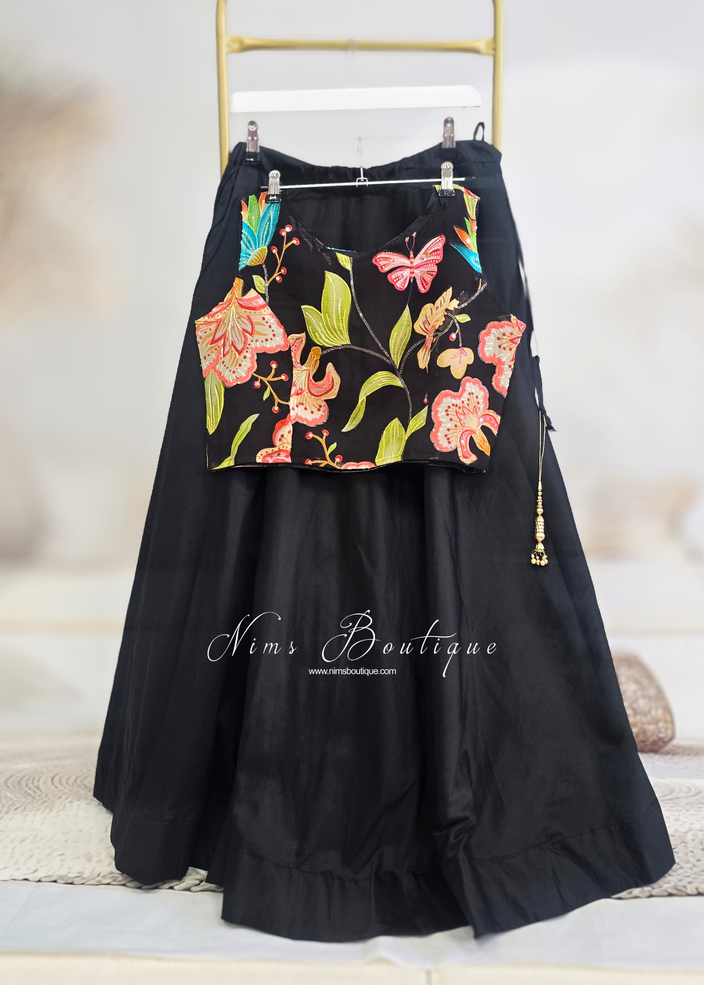 Lillianna Black Brights High Neck Floral Blouse