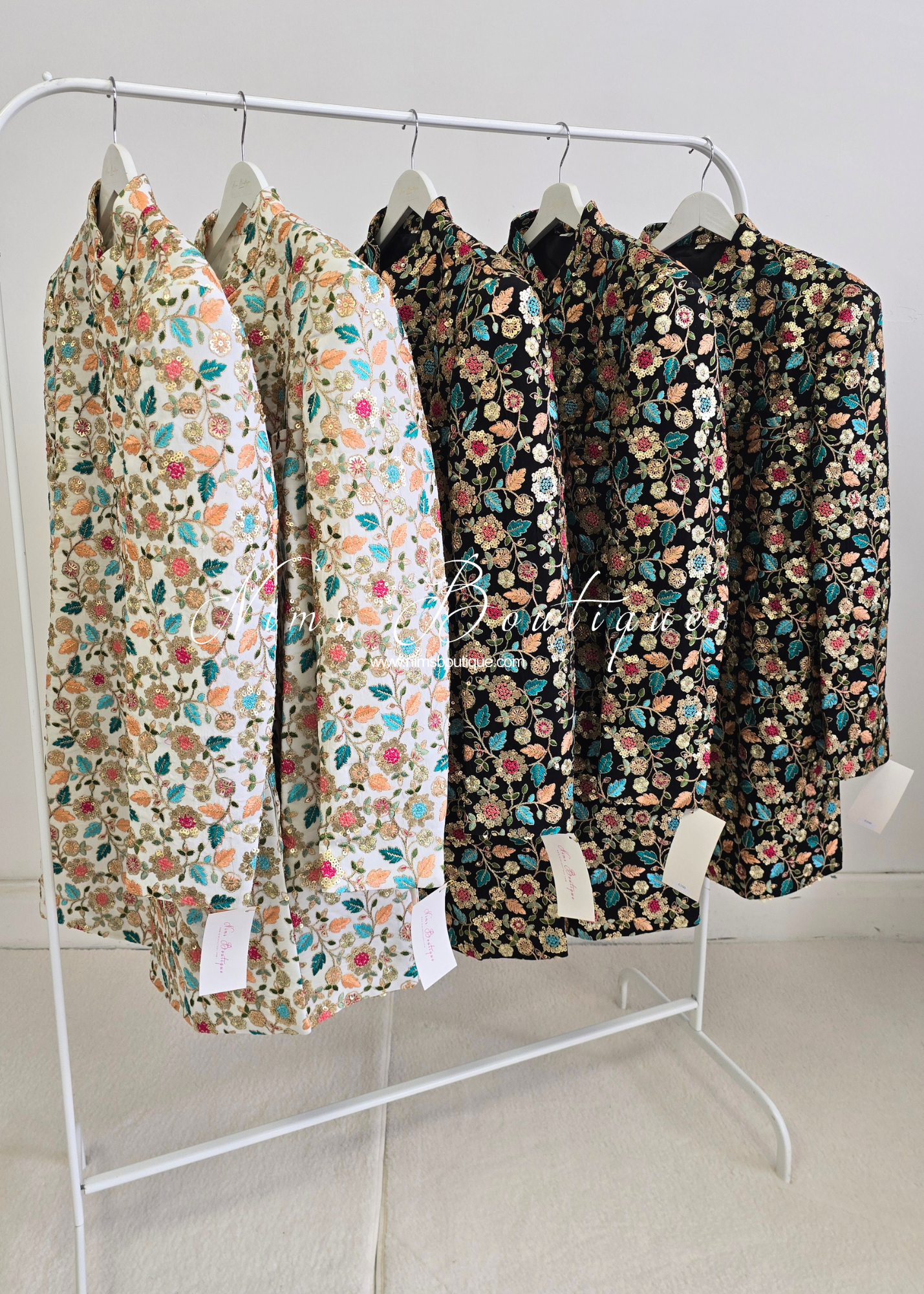 Luxury Black Embroidered Mens Sherwani Jacket