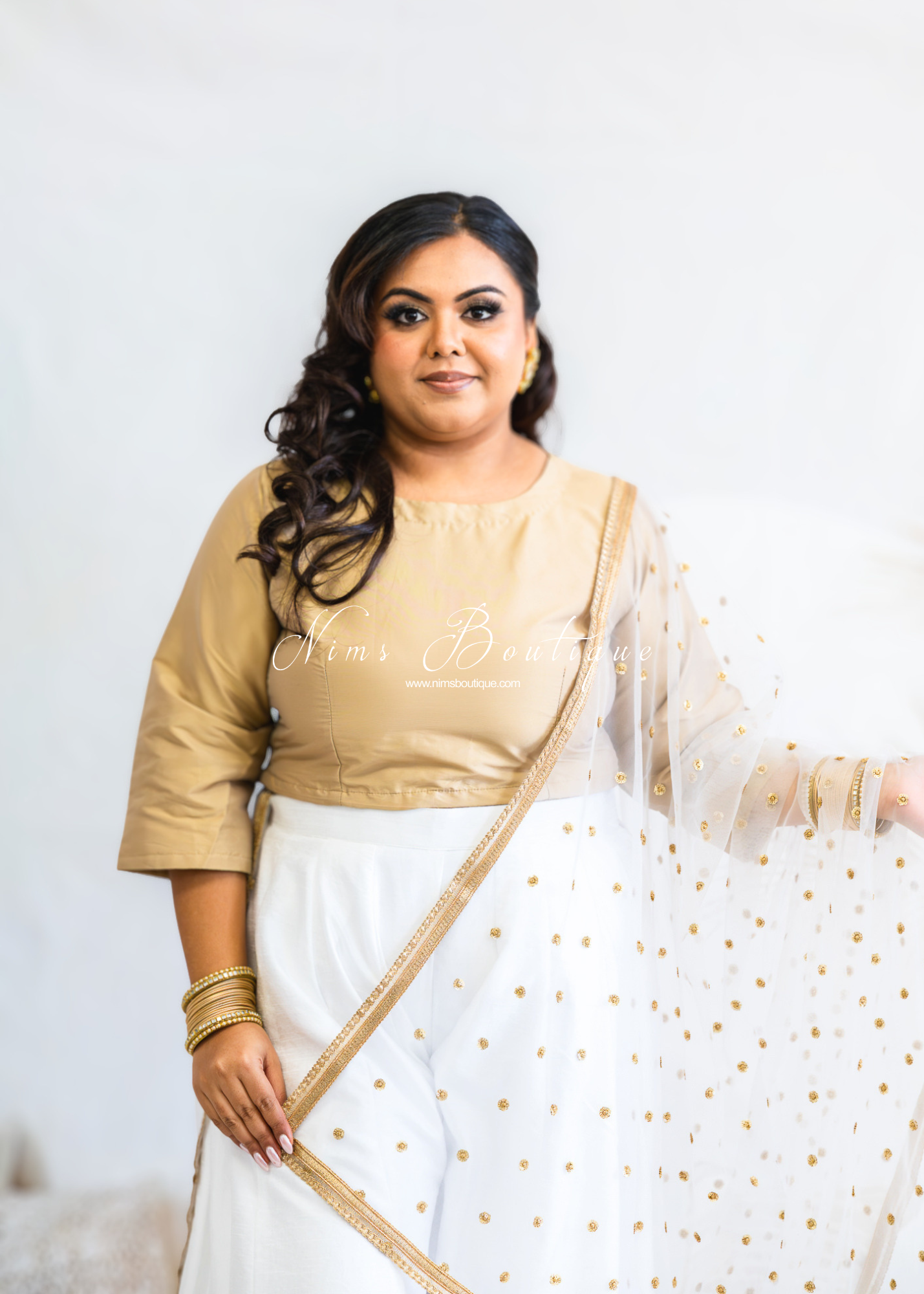 Gold Silk High Neck Blouse with sleeves (10-24)