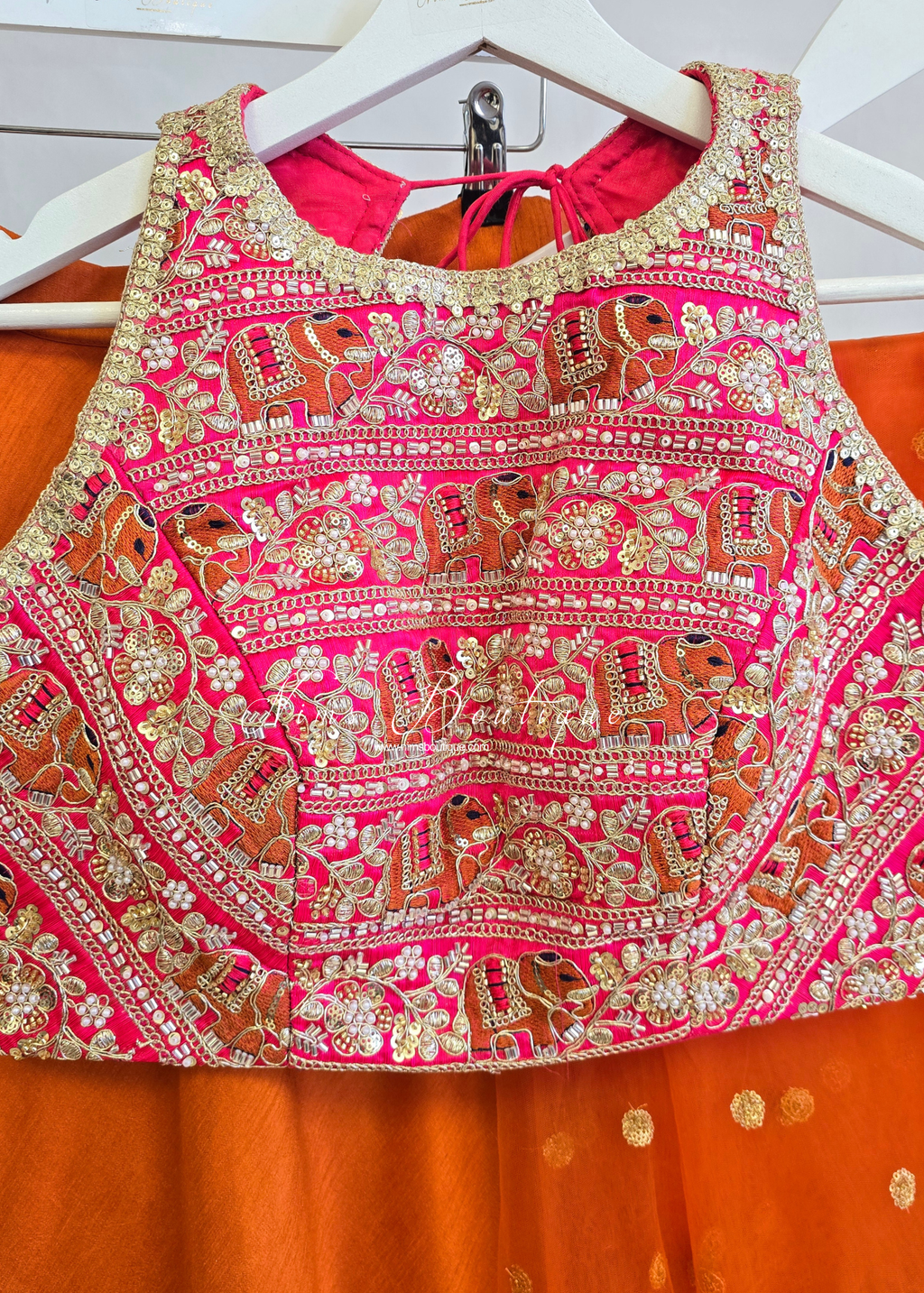 Serena Luxury Elephant Embroidered Pink Blouse (one size)