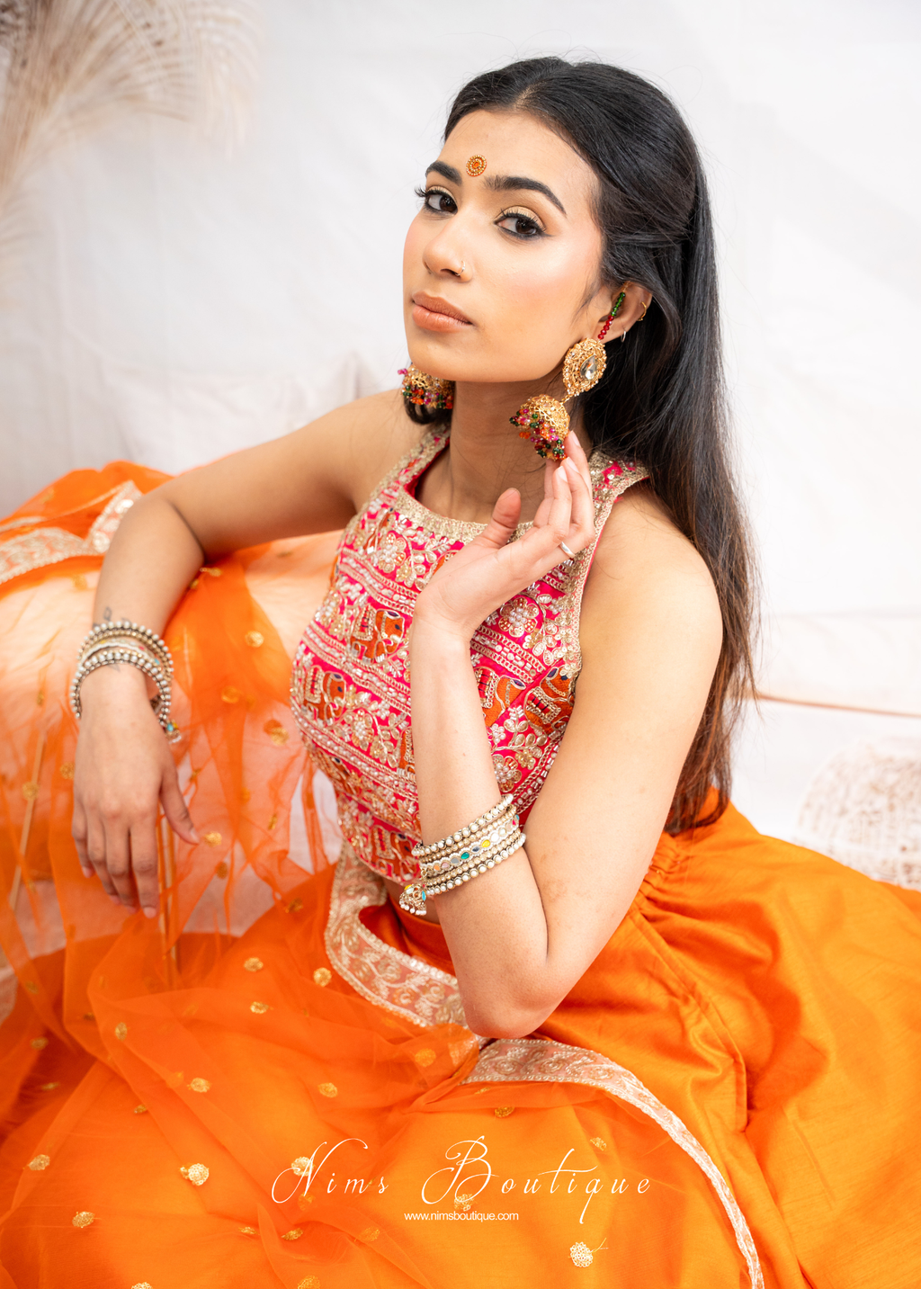 Serena Luxury Elephant Embroidered Pink Blouse (one size)