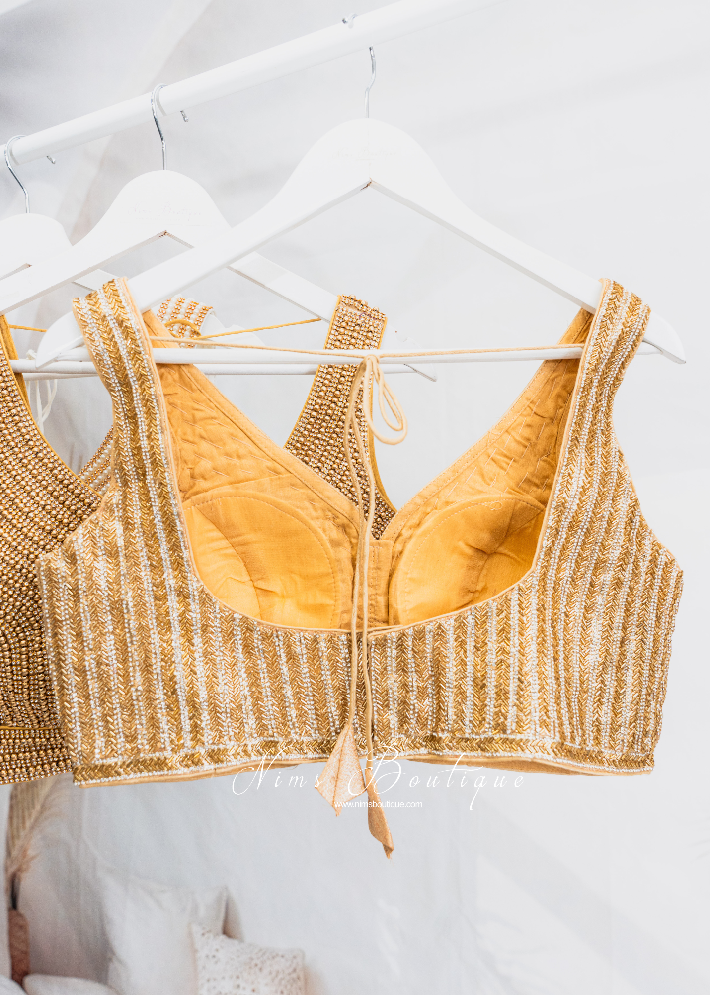 Isla NB Luxury Gold & Diamonte Bead Blouse (one size)