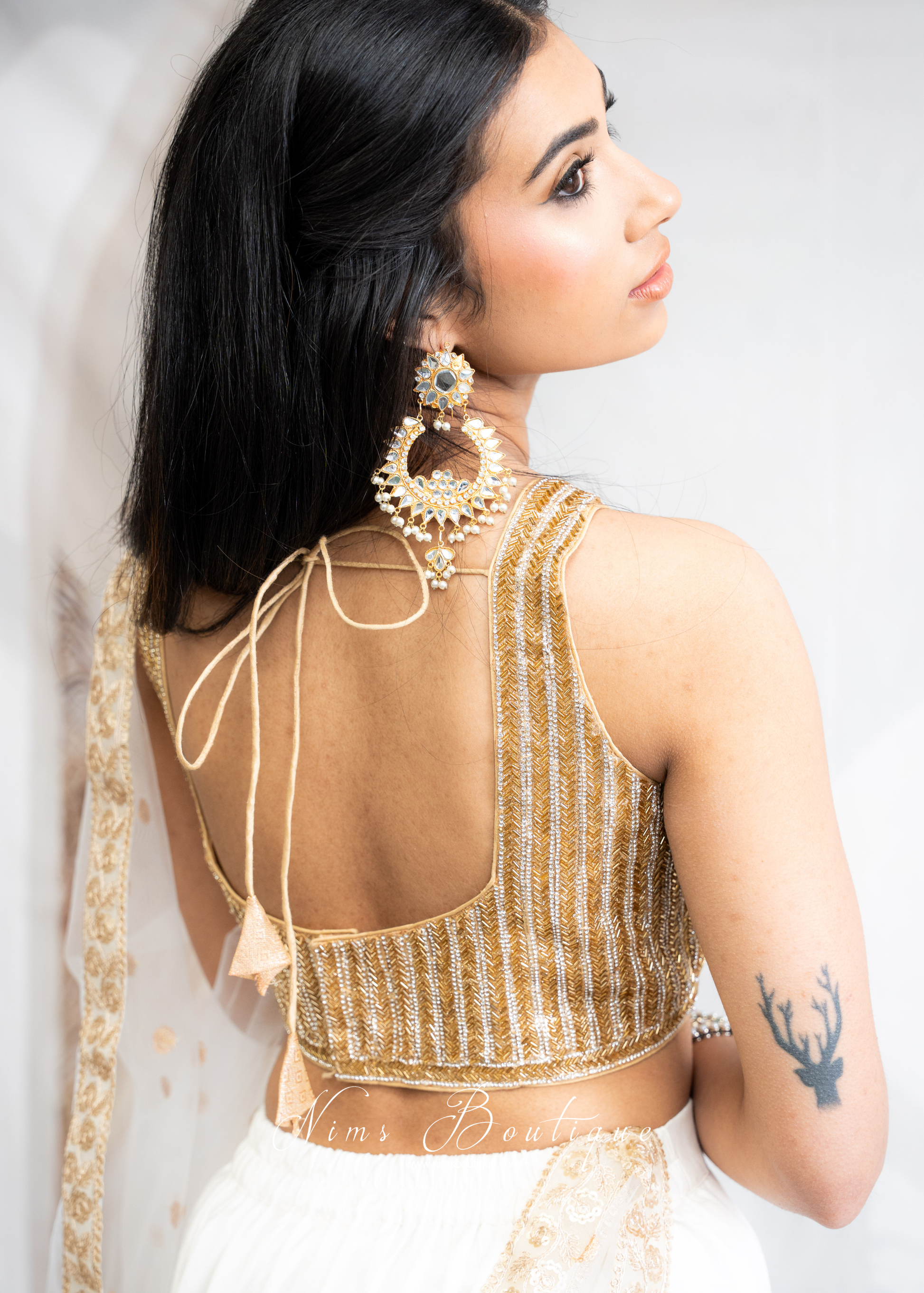 Isla NB Luxury Gold & Diamonte Bead Blouse (one size)
