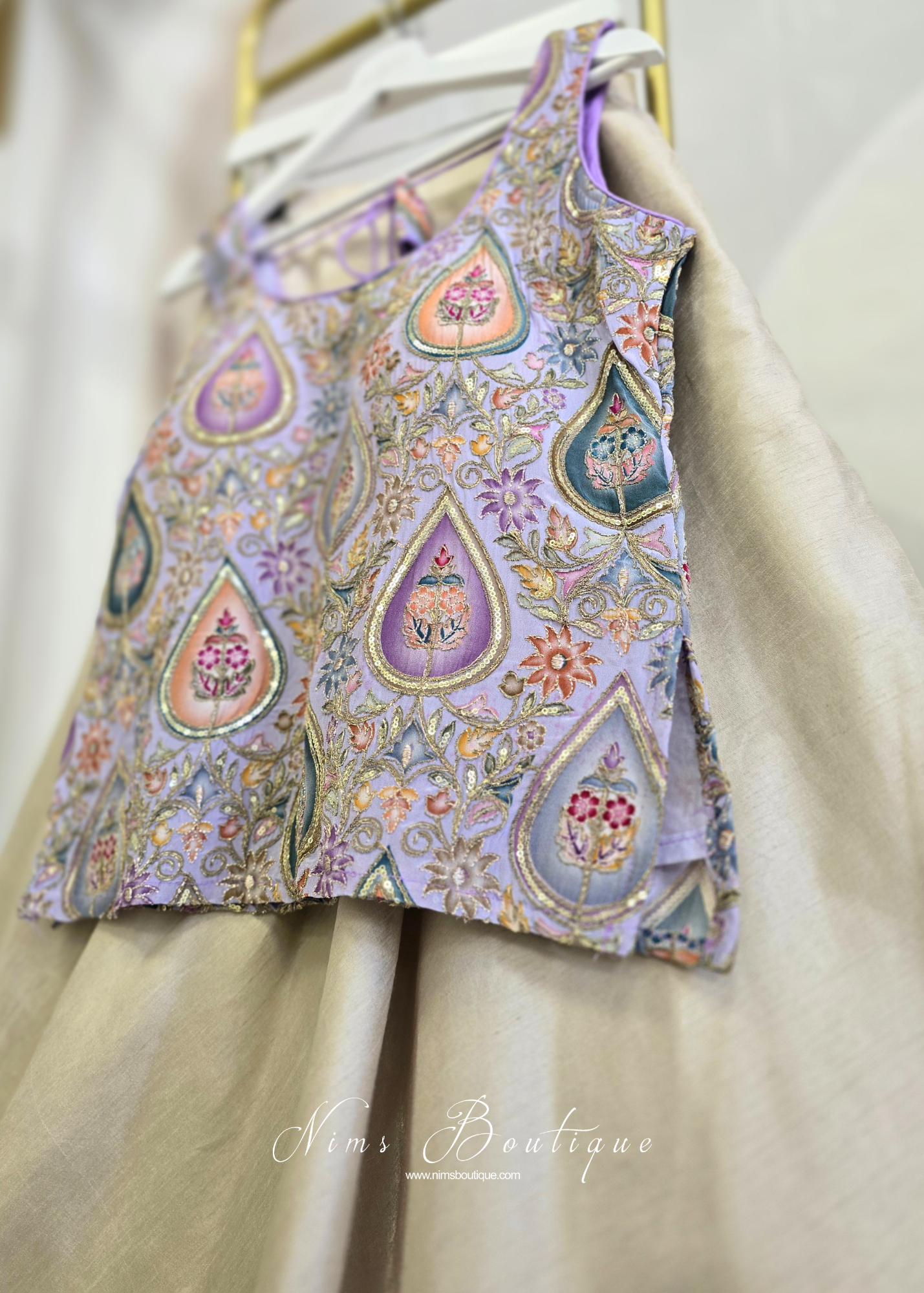 Hema Lilac Printed & Embroidered Long Blouse (10-12)