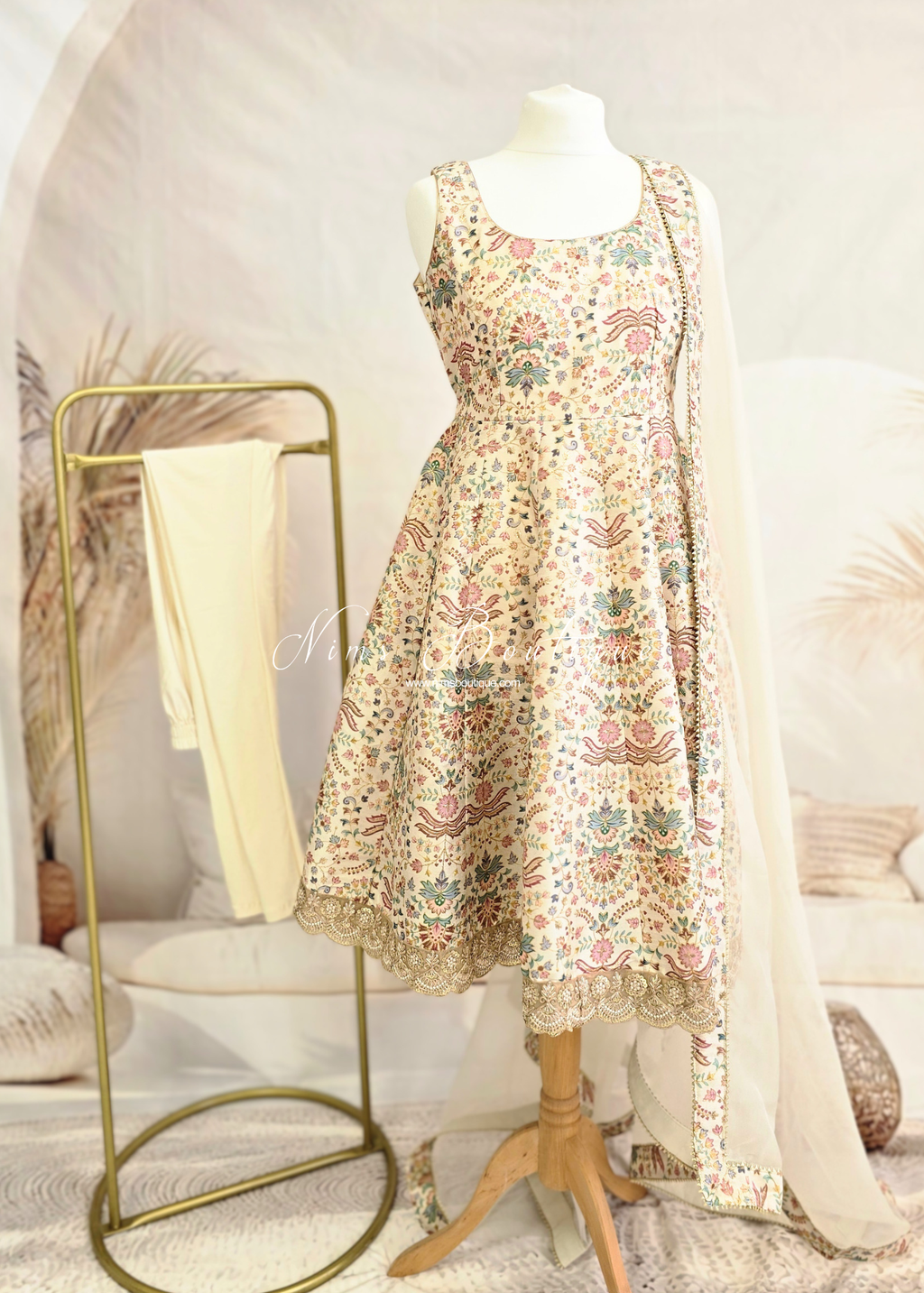 Mia Cream & Pastels Frock Pajami Suit (sizes 4-16)