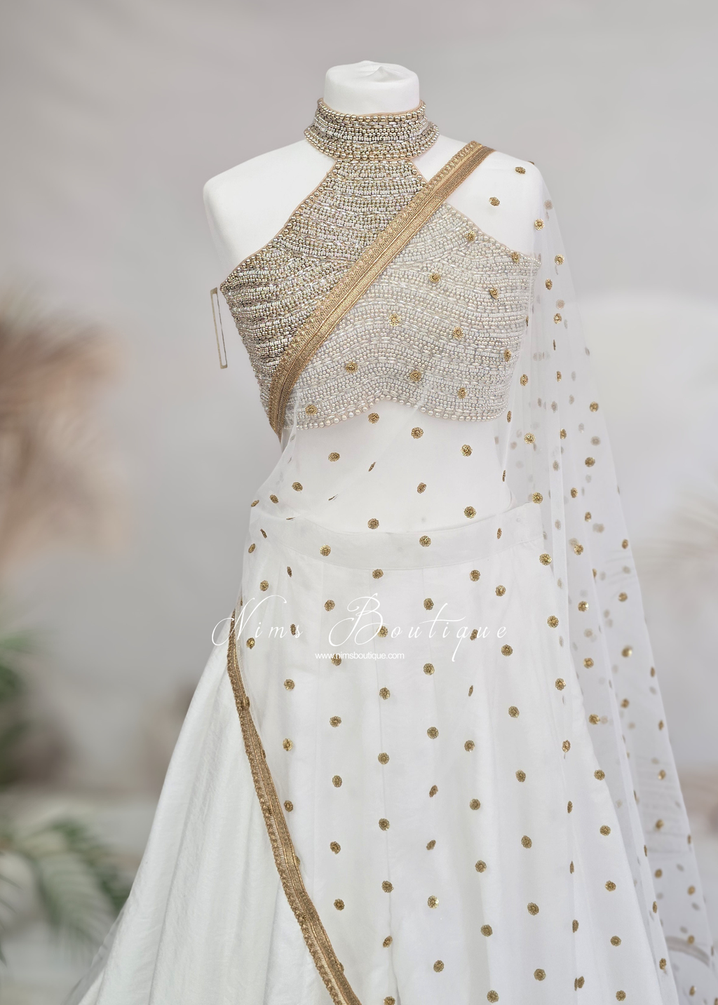 Luxury White Net Sequin Dupatta/Chunni