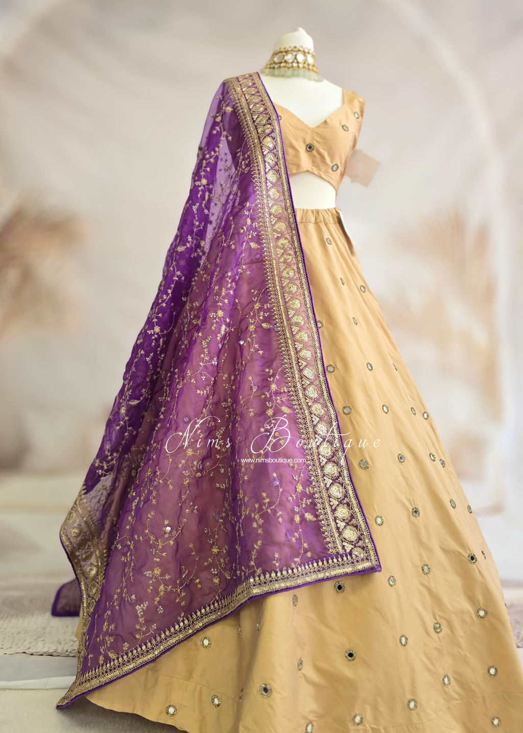 Mahi Luxury Purple Organza Embroidered Dupatta/Chunni