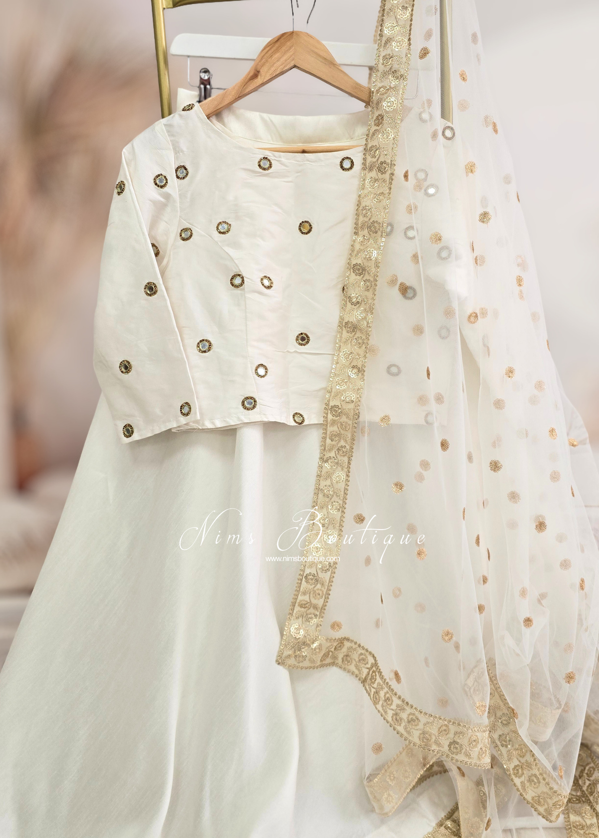 Rani Luxury Ivory Silk Mirror Blouse with sleeves (size 6-20)
