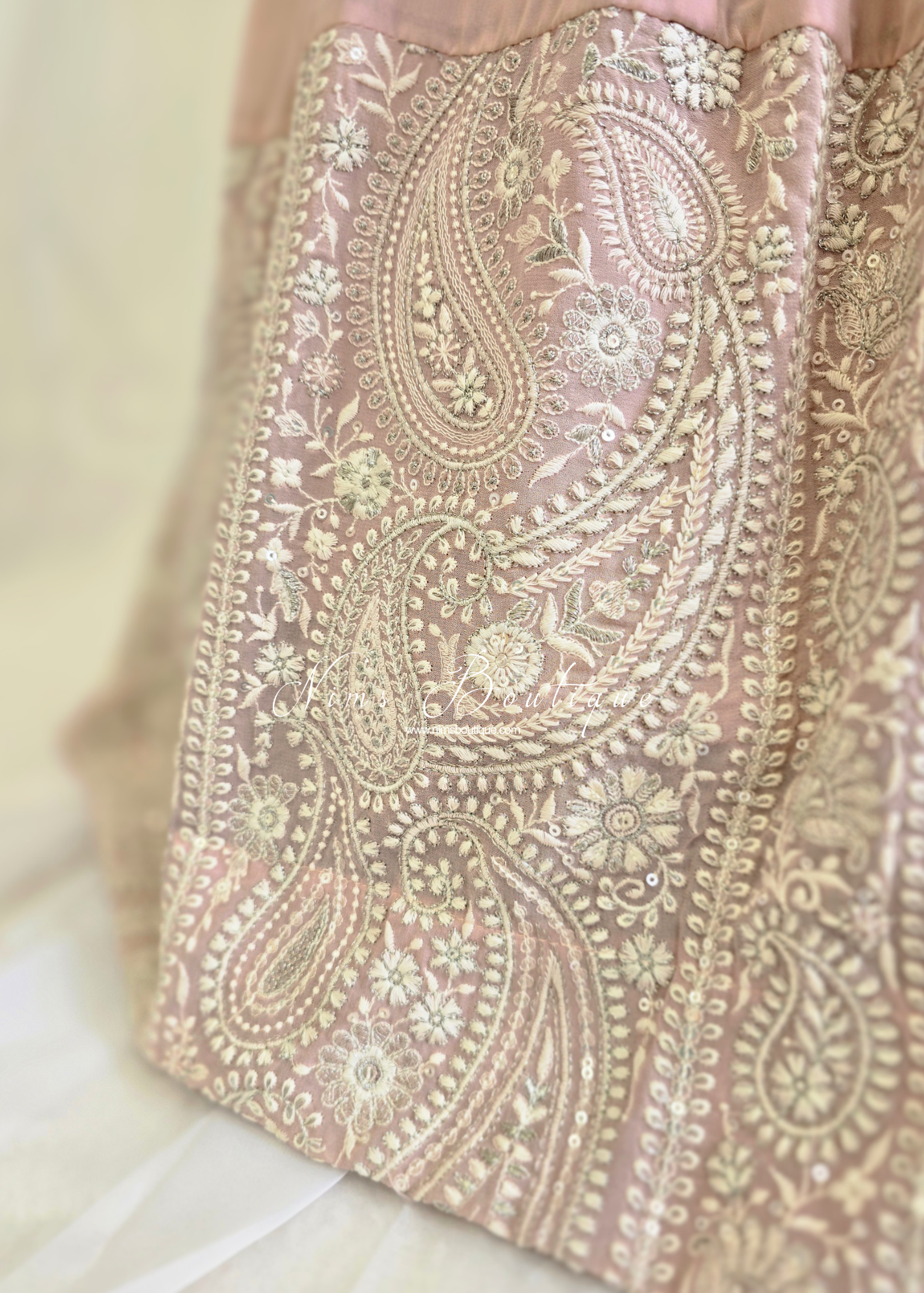 Pastel Long Embroidered Gown (size 10-12)
