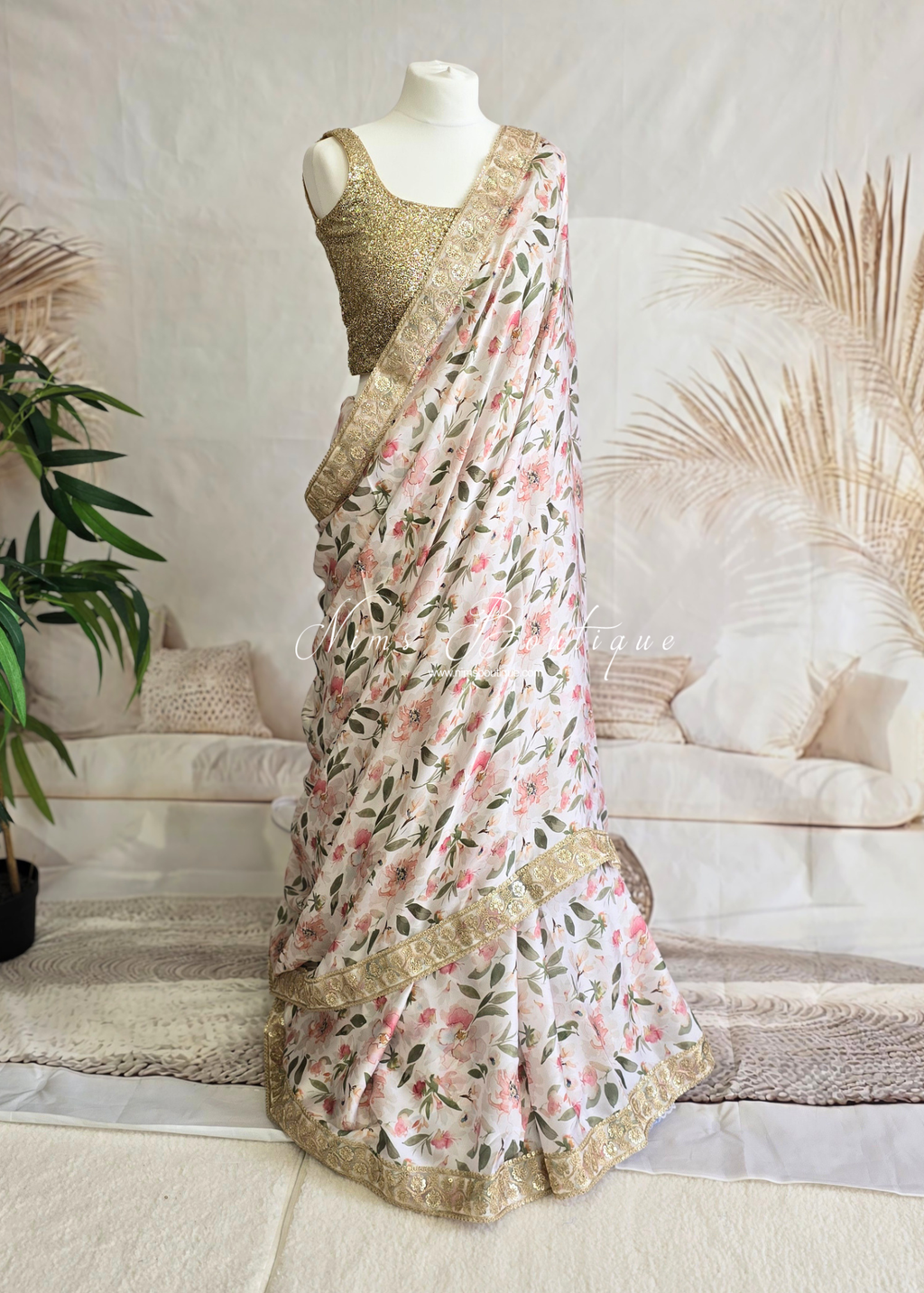 Olivia Satin Floral Organza Saree