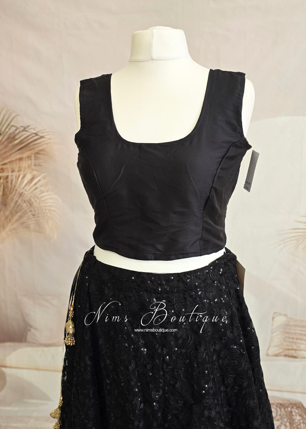 Sleeveless Black Silk Blouse (4-26)