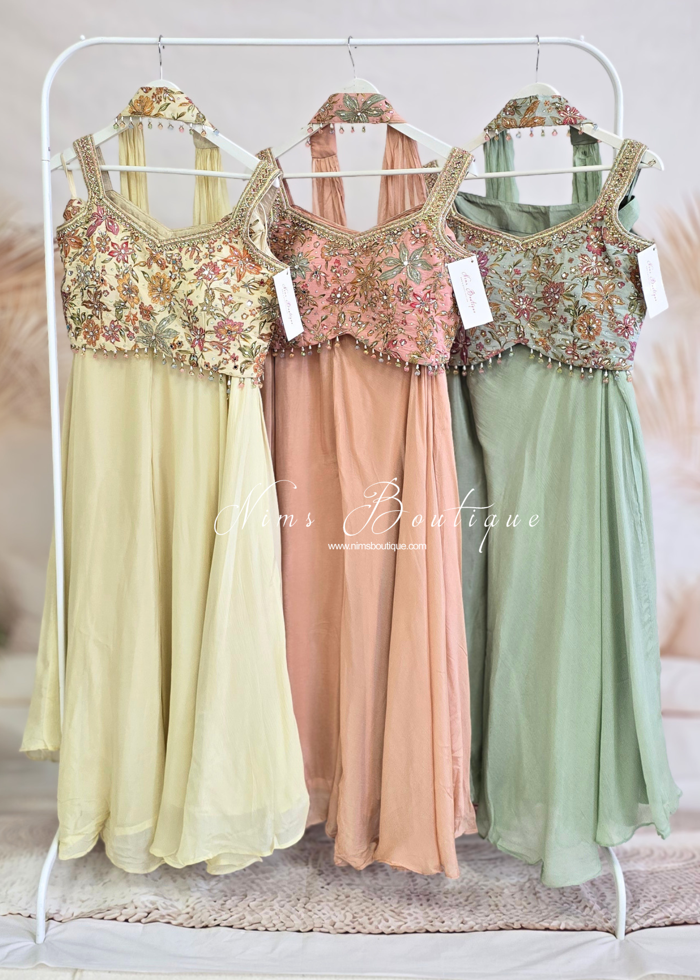Pastel Embroidered Top and Trouser Suit (size 12)