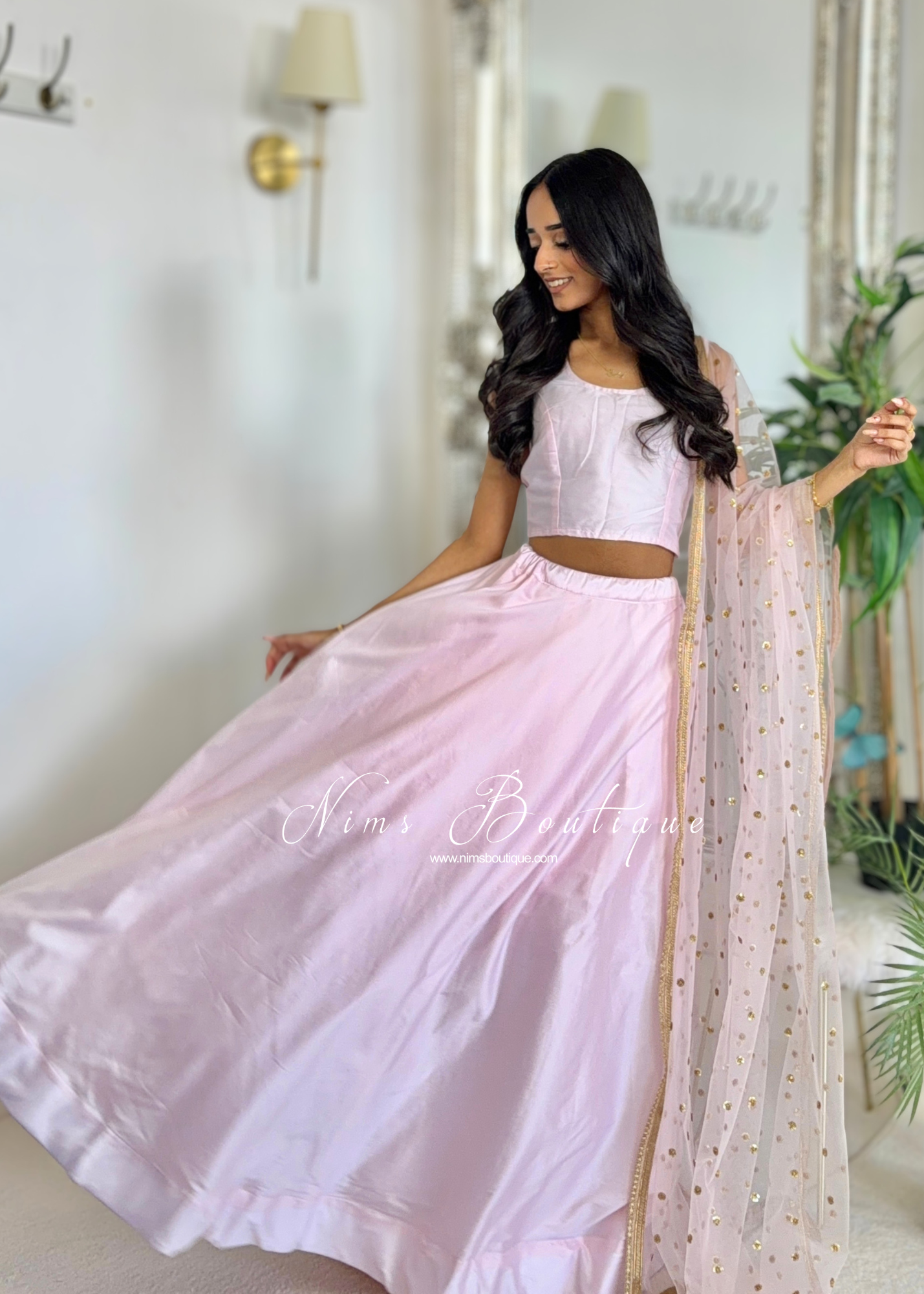 Sleeveless Light Blush Silk Blouse (4-26)