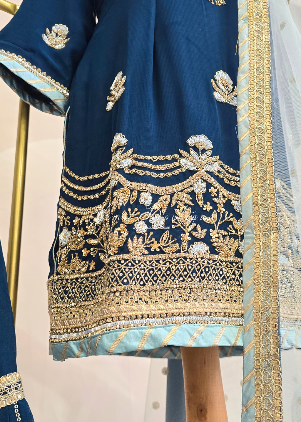 Dark Teal & Light Blue Gharara Suit (size 10-12)