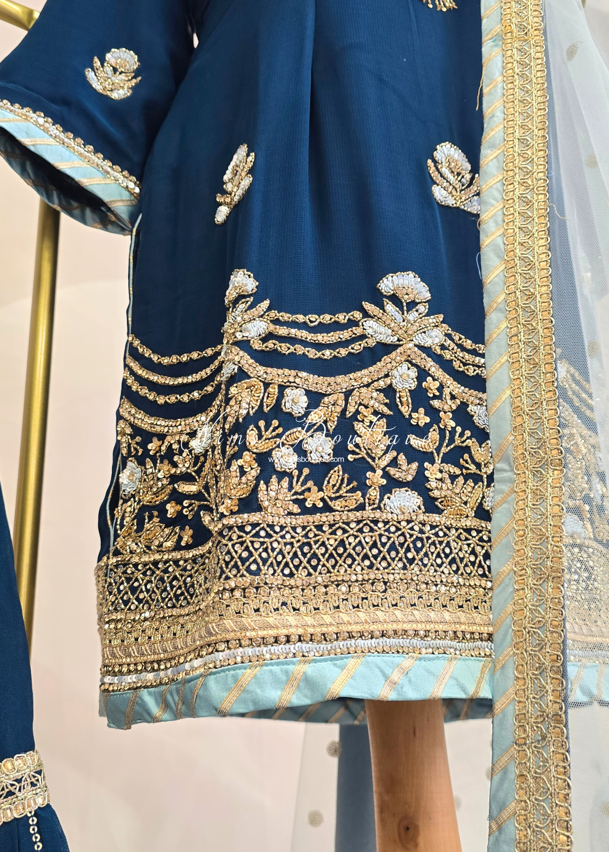Dark Teal & Light Blue Gharara Suit (size 10-12)