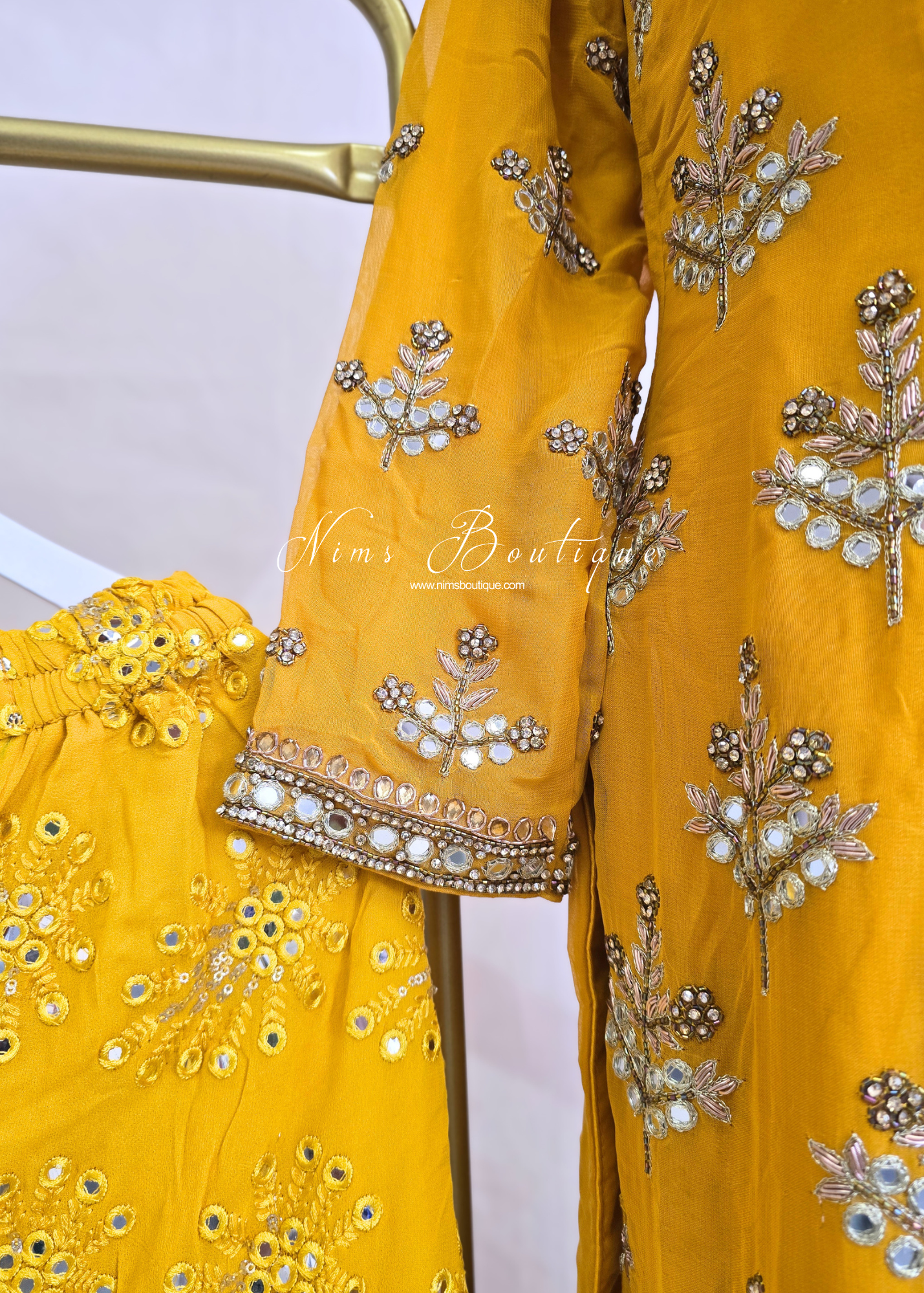 Mustard and Teal Gharara Suit (size 12-14)