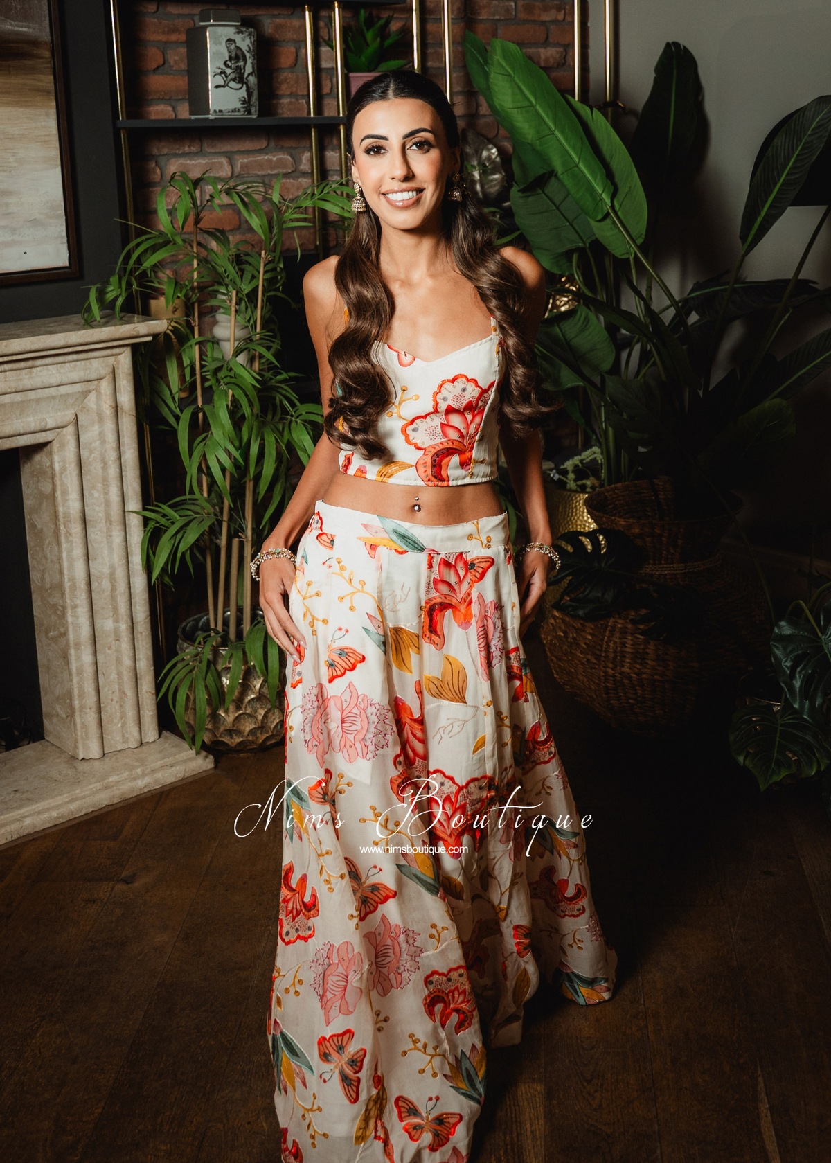 Evelina Black & Orange Floral readymade trousers (size 10-26)