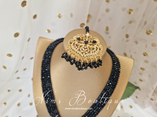 Neena Black & Gold Long Necklace Set