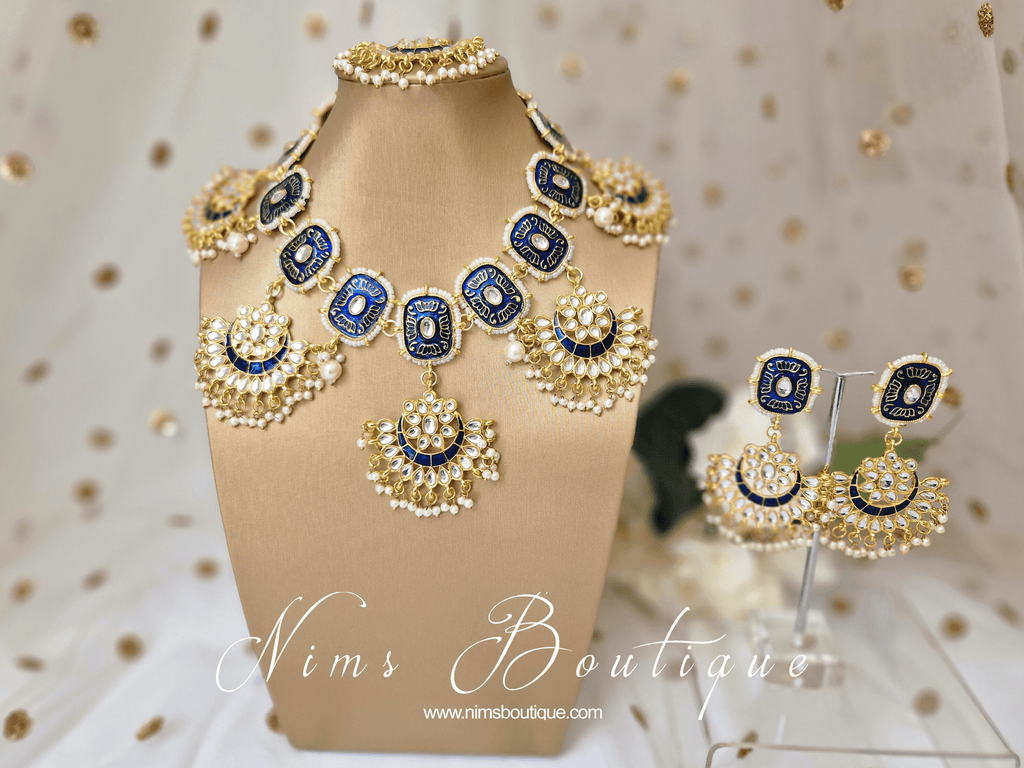 Nims Boutique Mishka Navy Blossom Meenakari Set