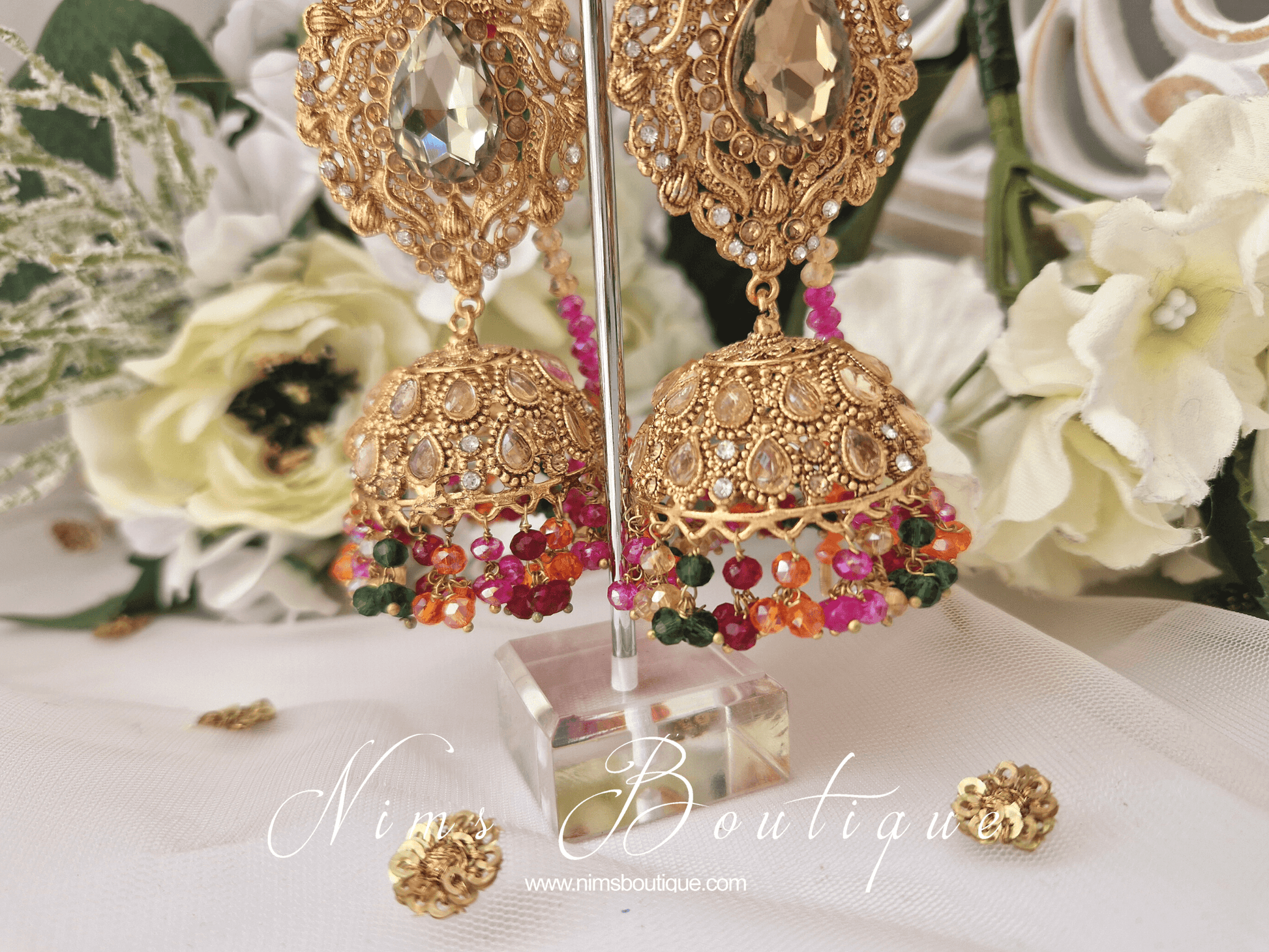 Nims Boutique Anjali Multicolour Chumke with earring chains