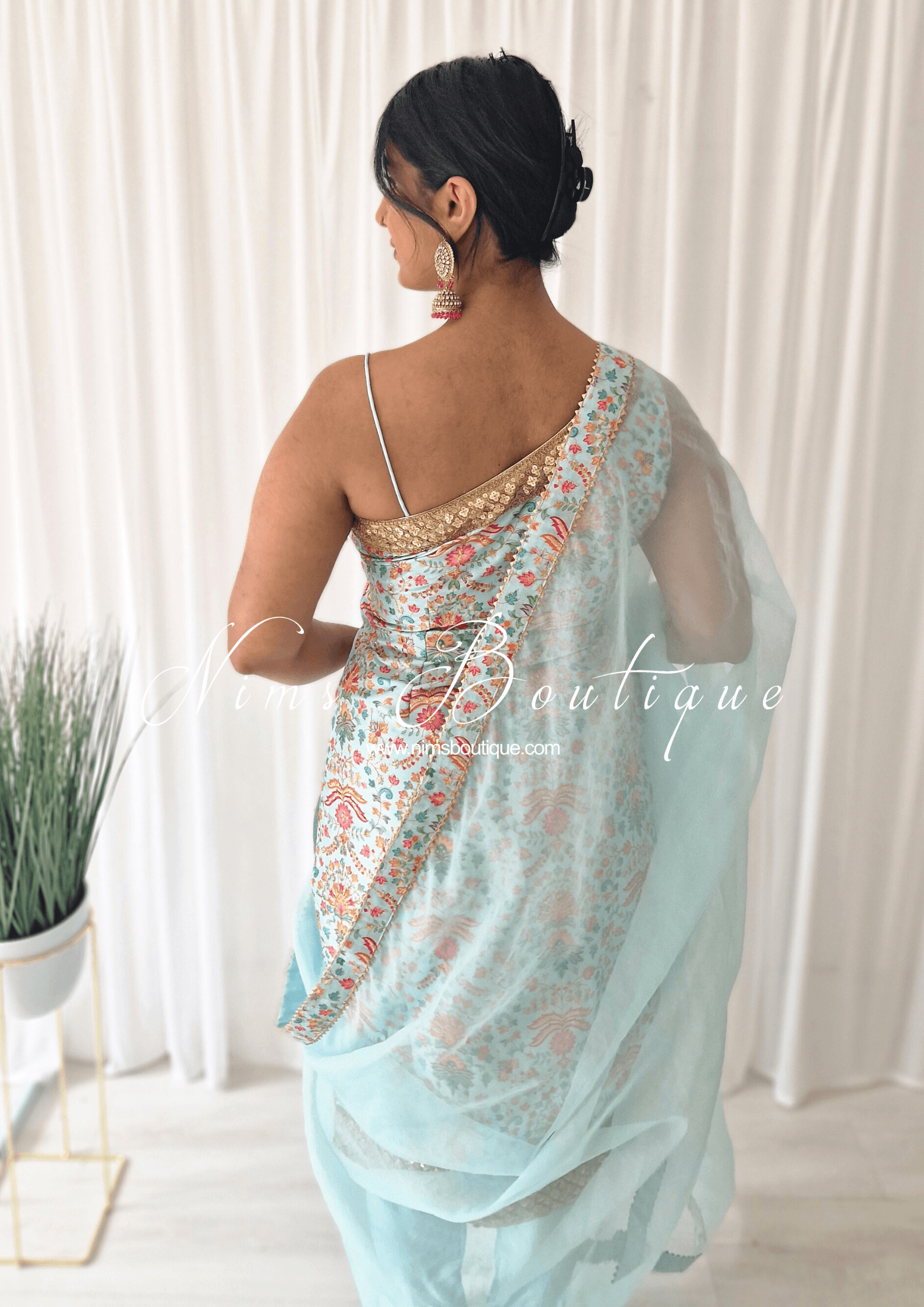 Nims Boutique One Shoulder Mia Light Blue & Multicolour Pajami Suit sizes 4-16