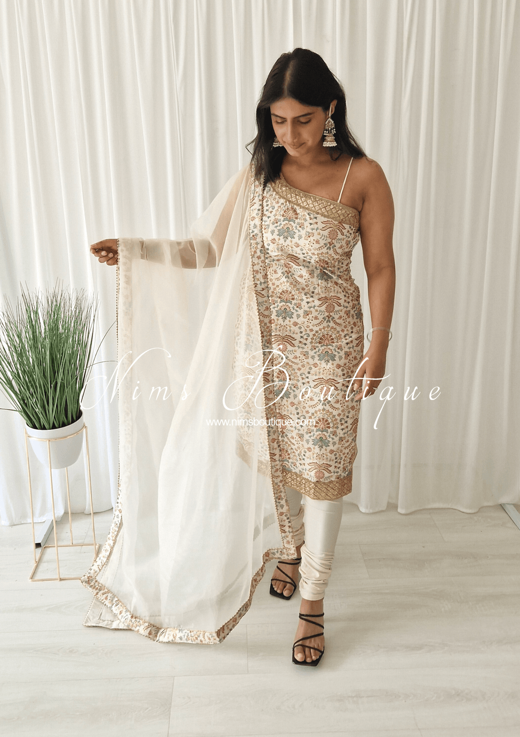 Nims Boutique One Shoulder Mia Cream & Pastels Pajami Suit sizes 4-16