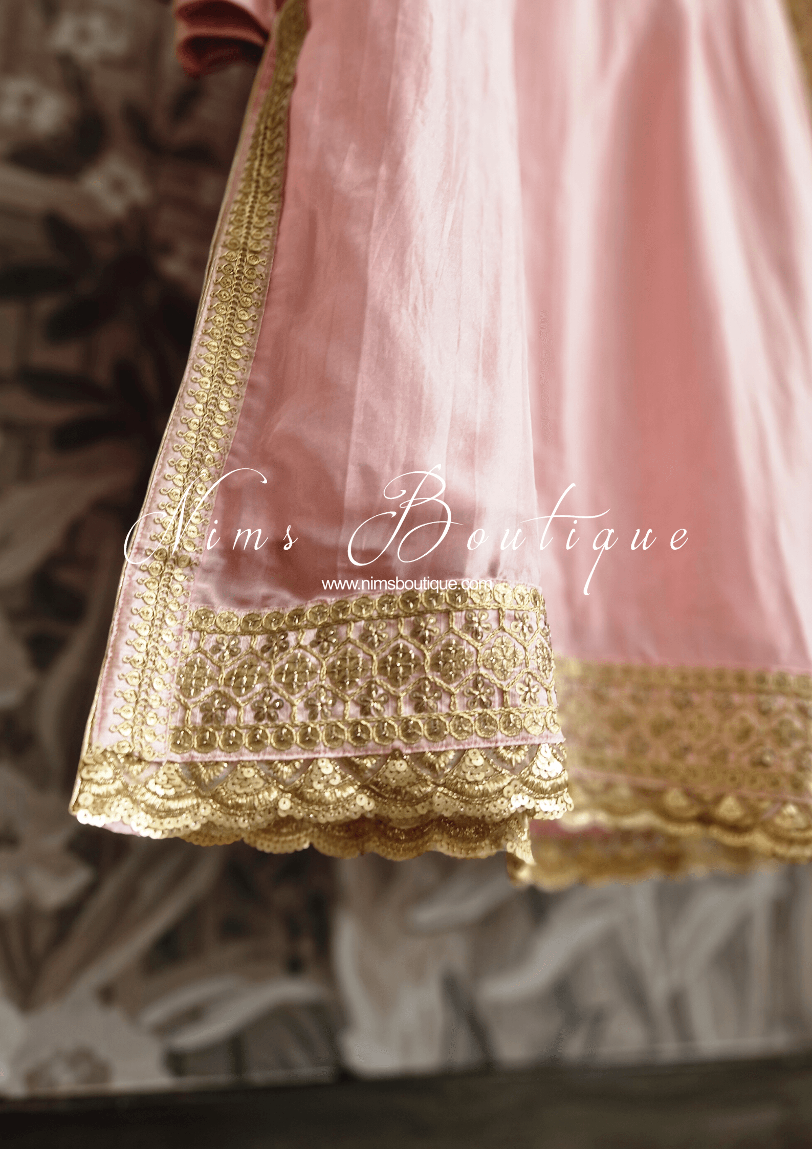 Nims Boutique The NB Classic Long Sleeved Blush Pink Silk Pajami Suit sizes 16 to 26