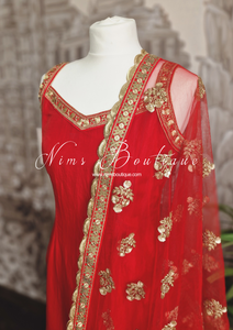 Sleeveless Red Silk Pajami Suit (sizes 4 to 18)