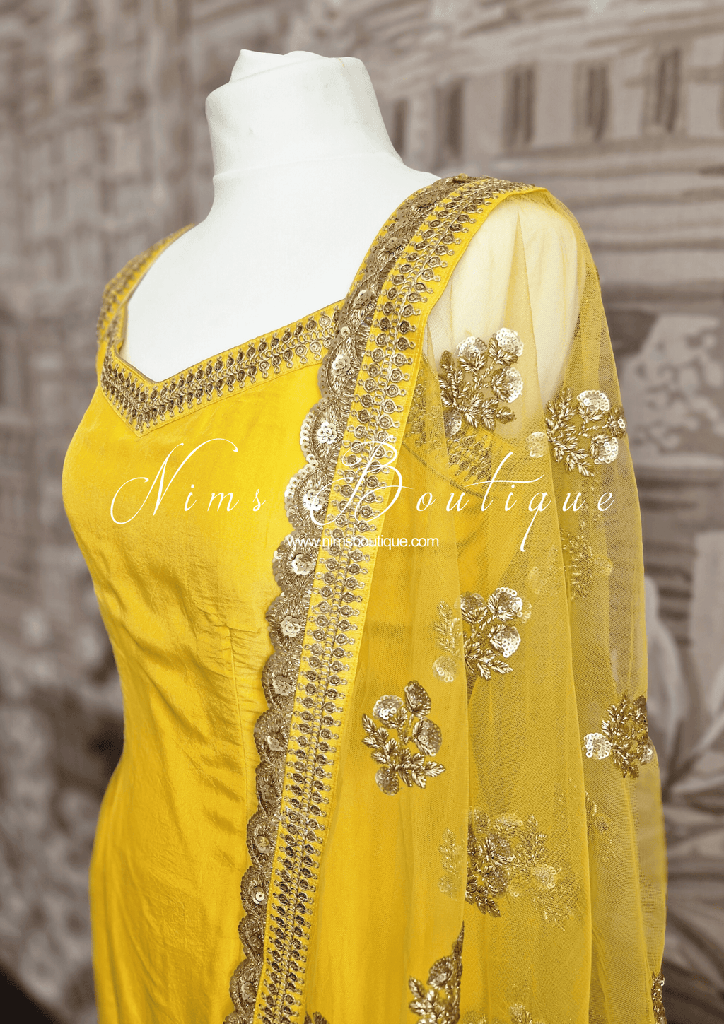 Nims Boutique The NB Classic Sleeveless Yellow Silk Pajami Suit sizes 4 to 22