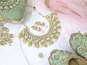 Freya Mint & Pink Kundan Set