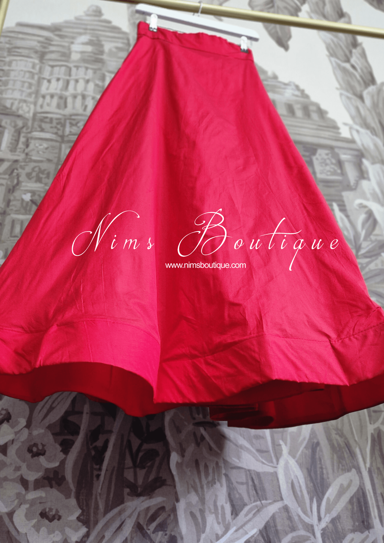 Nims Boutique Red Plain Semi stitched skirt/lehnga
