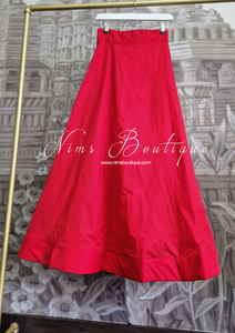 Red Plain Semi stitched skirt/lehnga