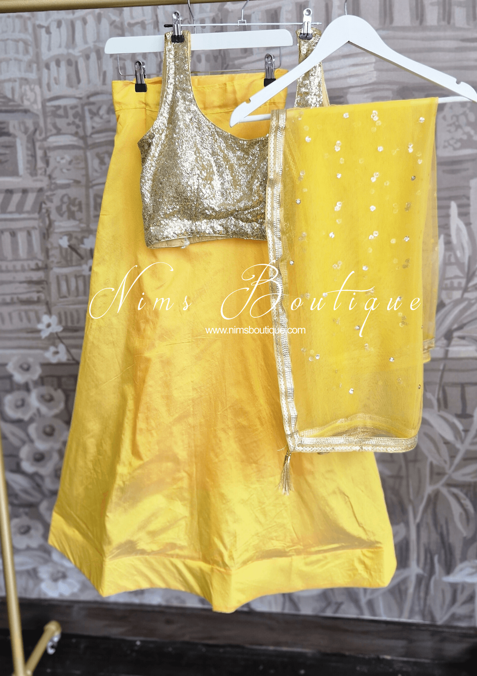 Nims Boutique Deep Yellow Plain Semi stitched skirt/lehnga