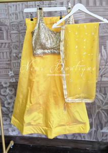 Yellow Plain Semi stitched skirt/lehnga