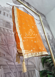 Orange Net Sequin Dupatta/Chunni