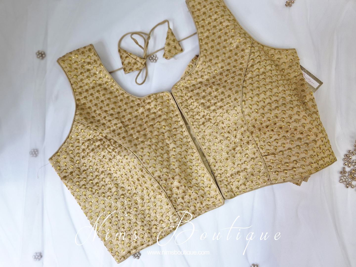 The NB Light Gold Seashell Embroidered Blouse (16-18)