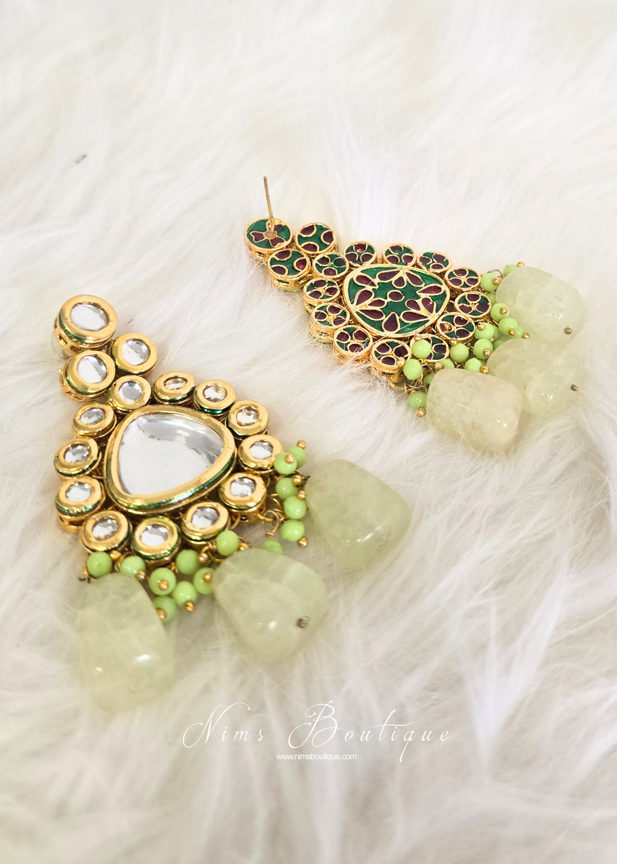 Sonali Mint Luxury Kundan Statement earrings