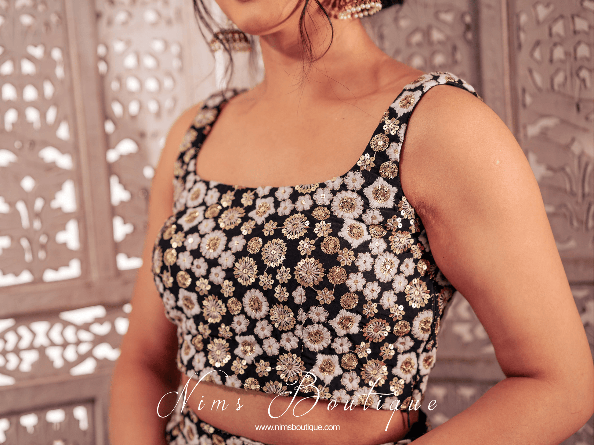 Nims Boutique Luxury NB Black & Ivory Sequin Bow Blouse size 4-20