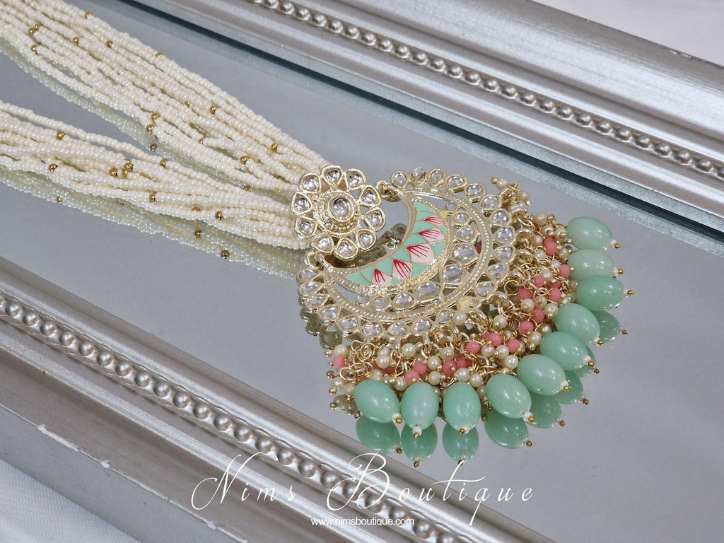 Nims Boutique Sana Pearl Mint & Pink Haar Set