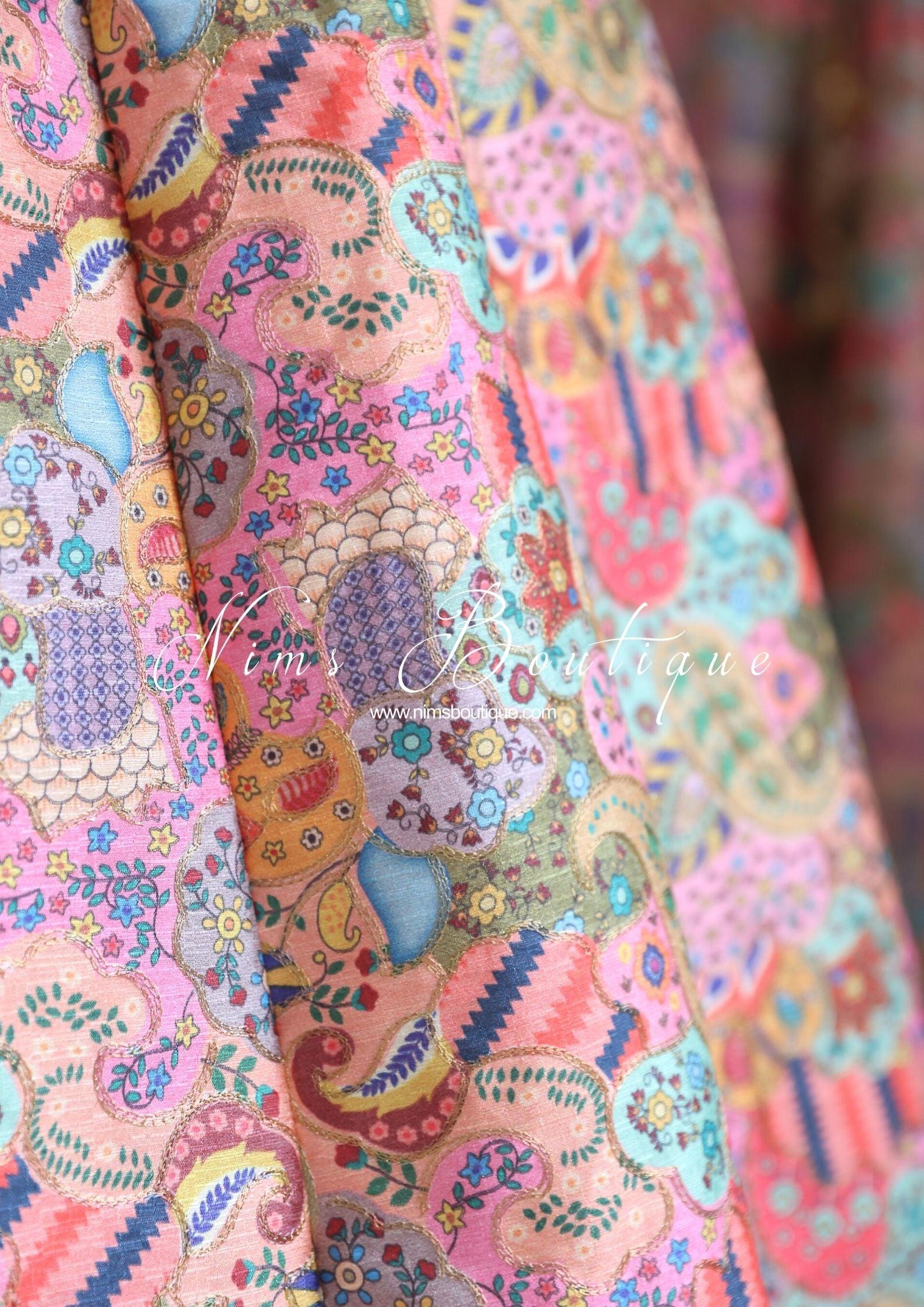 Nims Boutique Suraiya Luxury Pinks Printed Skirt sizes 6-18