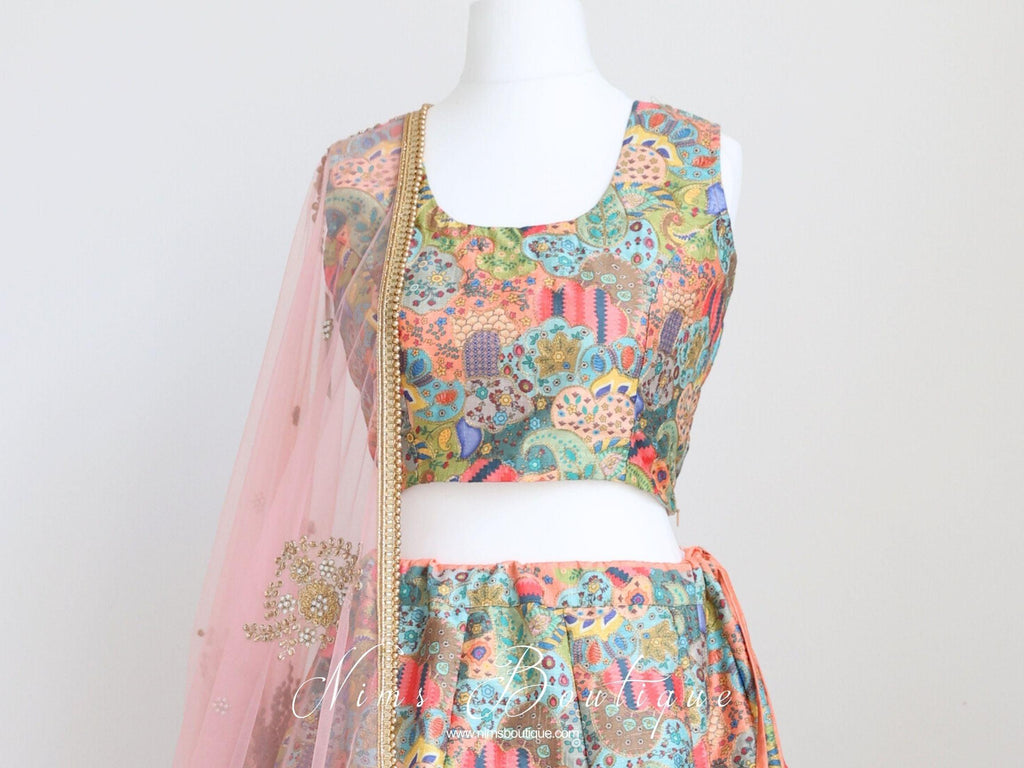 Nims Boutique Suraiya Luxury Mints/Blues Printed Blouse sizes 8-12