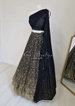 Arya Black Luxury One Shoulder & Dupatta blouse (bespoke)