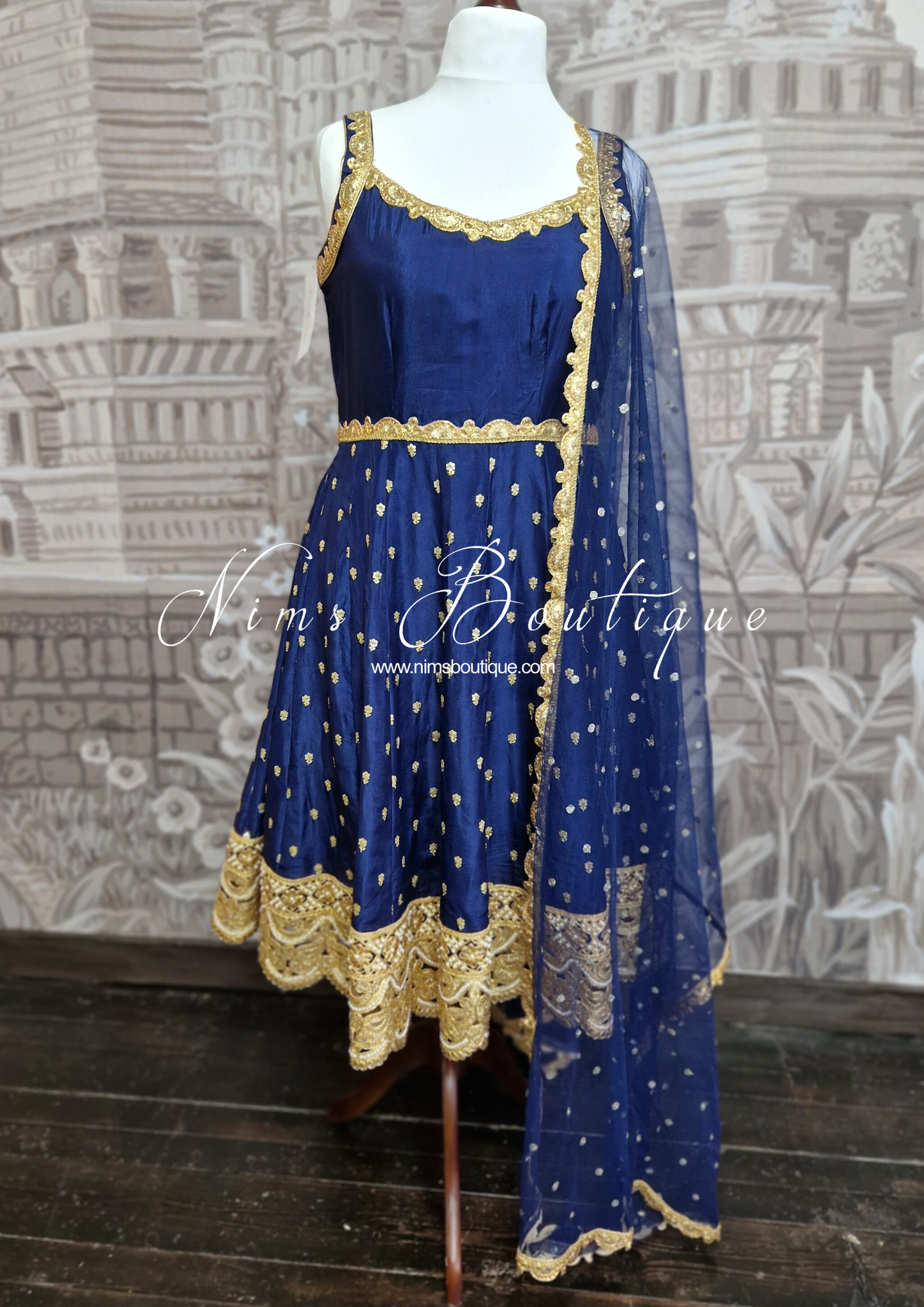 The NB Luxury Navy Silk Anarkali with Pajami (sizes 4-20)