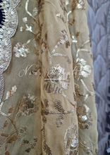 Pure Silk Navy & Gold Anarkali Pajami Suit Sleeveless (Sizes 18-22)