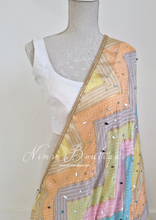 Sitara Luxury Light Pastels Zig Zag Mirror Dupatta/Chunni