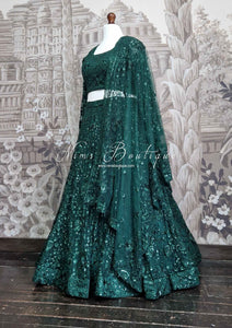 Luxury Dark Green Sequin Lehnga (8-20)